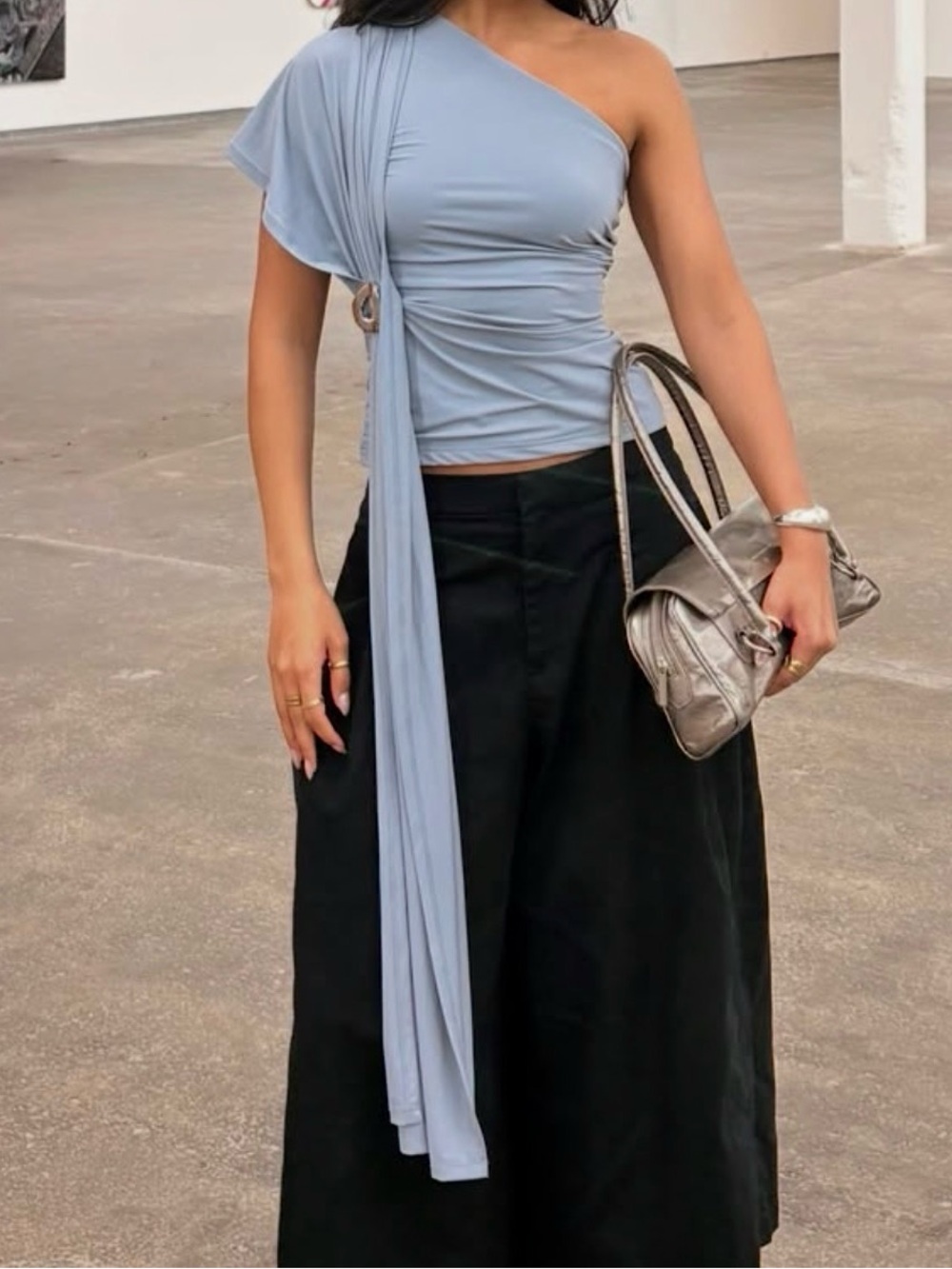Kinisoni Palla Wrap Top in Burf Blue - Picture 2 of 5